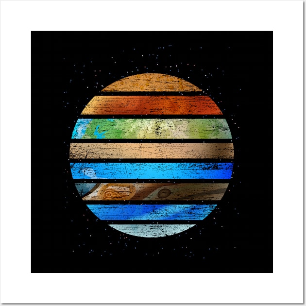 Retro Planets Grunge Astronomy Wall Art by ShirtsShirtsndmoreShirts